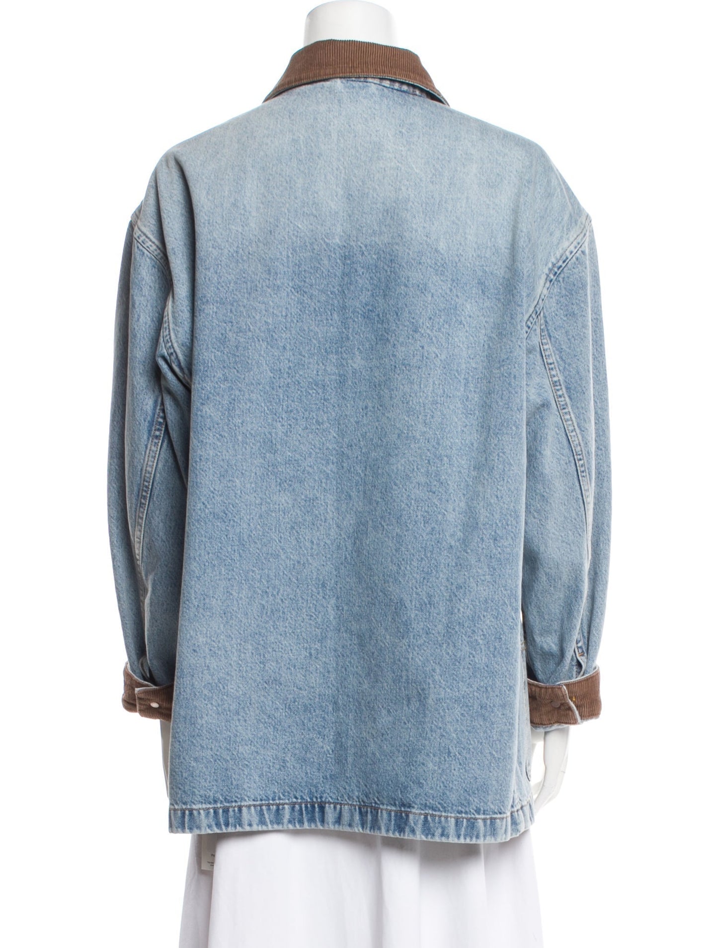 Oversized Light Wash Denim Jacket with Contrast Cuffs