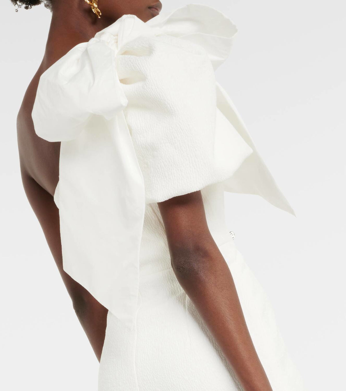 White One - Shoulder Bow - Detail Midi Dress