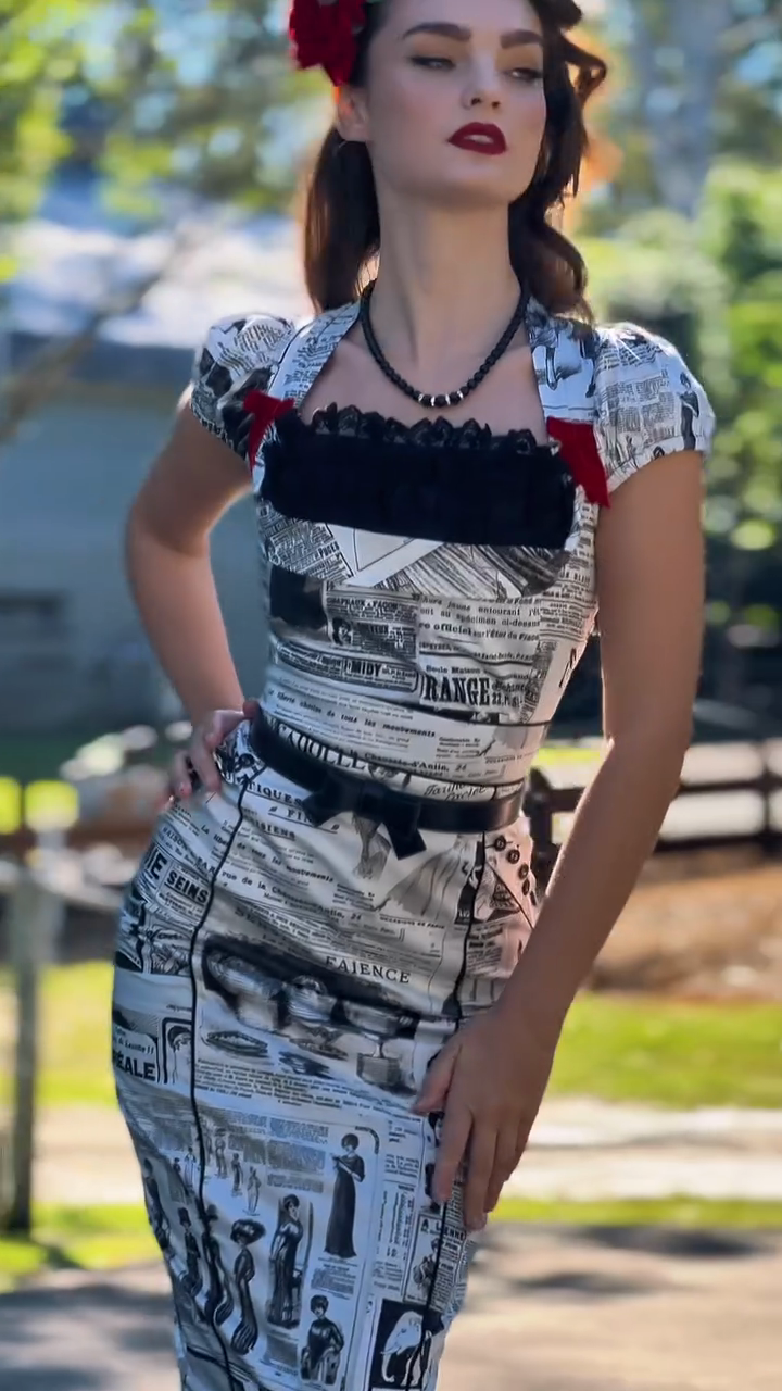 Newspaper - Print Bodycon Dress