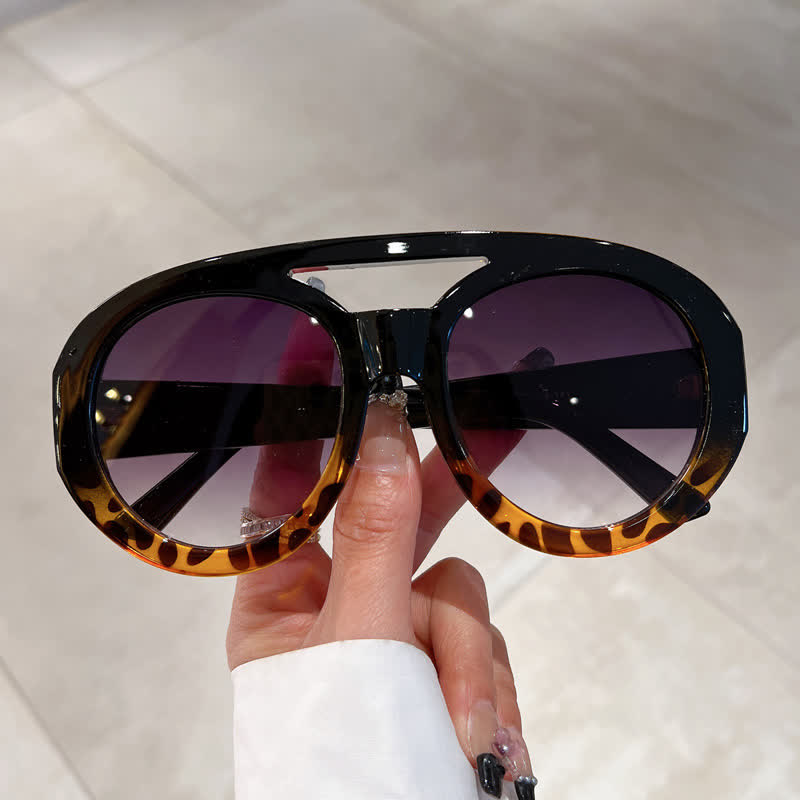 Spykay™ SG60741 Round Frame Double Bridges Oversized Aviator Sunglasses