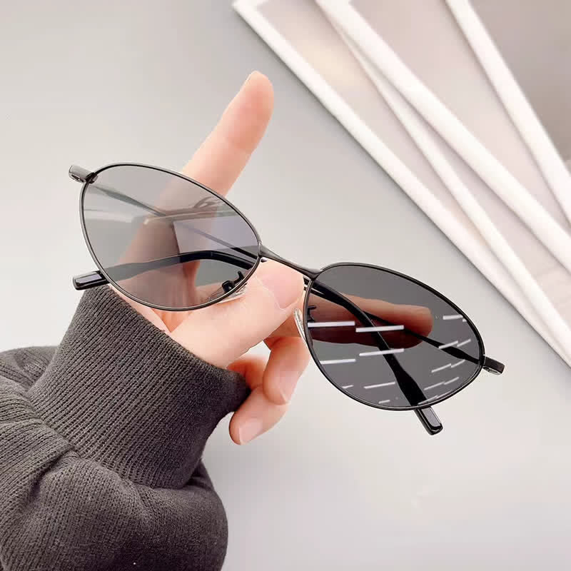 Spykay™ SG60770 Titanium Oval Frame Polarized Lightweight Sunglasses with Nylon Lenses