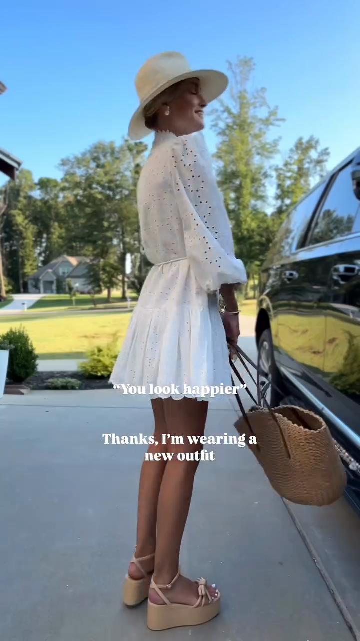 White Long Sleeve Mini Shirt Dress
