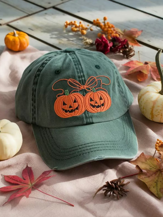 Autumn Halloween Ghost Smiling Face Printed Baseball Cap