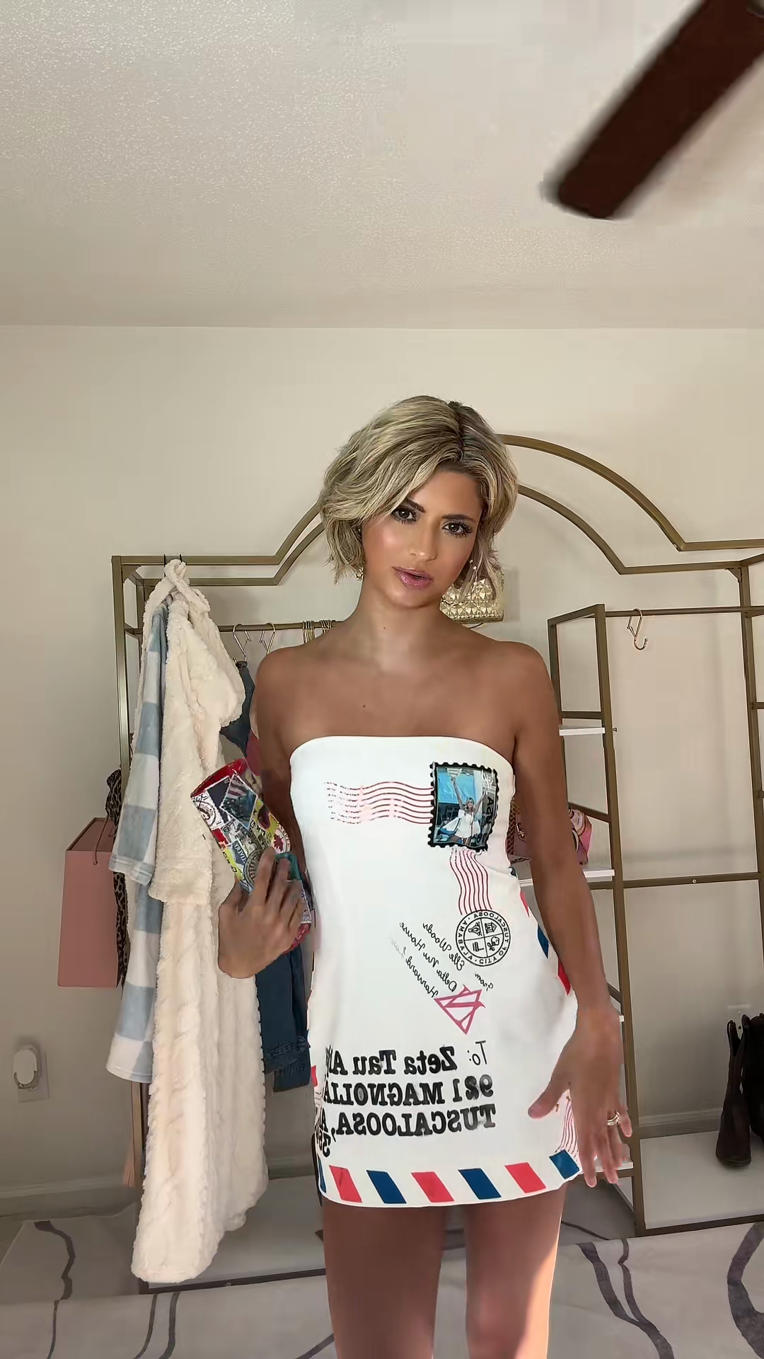 Postal - Themed Strapless Mini Dress