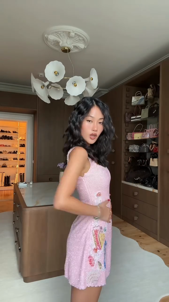 Pink Sequins - Ocean Motif Mini Dress