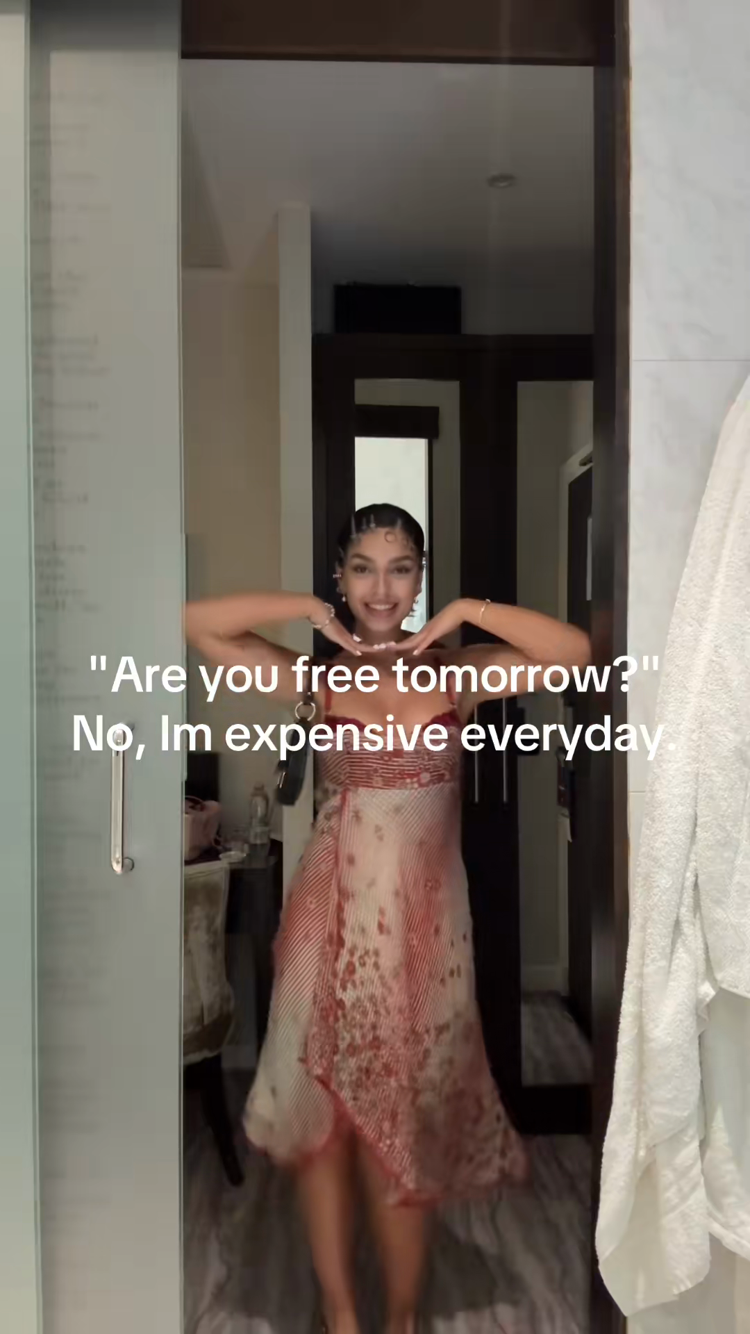 Red and White Patterned Slip Dress