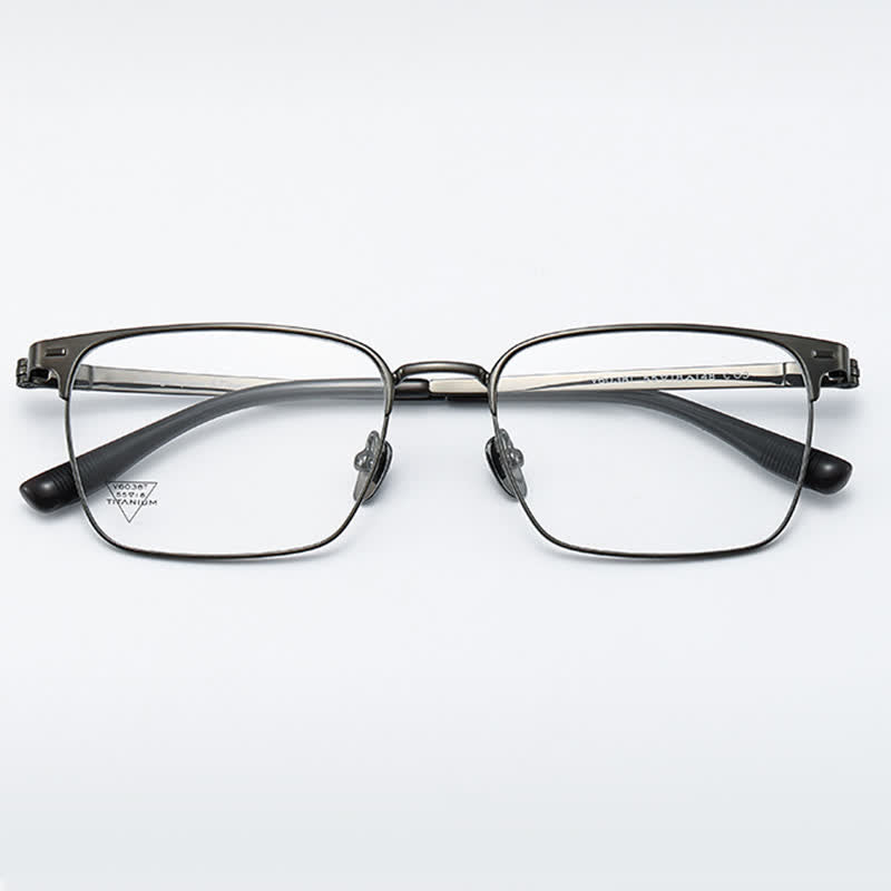 Spykay™ EG26794 Titanium Square Frame Anti-blue Light Simple Browline Glasses