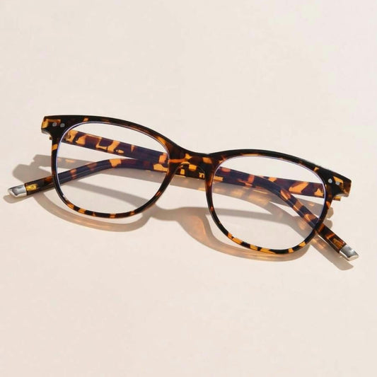 Spykay™ EG1014 Oval Small Frame Vintage Rivet Classic Travel Hammered Flat Lens Blue Light Blocking Glasses For Women