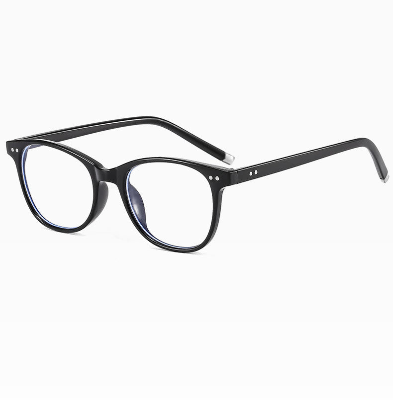 Spykay™ EG1014 Oval Small Frame Vintage Rivet Classic Travel Hammered Flat Lens Blue Light Blocking Glasses For Women