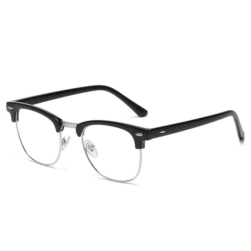 Spykay™ EG1015 Unisex PC Square Half-Frame Clear Lens Glasses, Suitable For Daily Office & Reading Blue Light Glasses