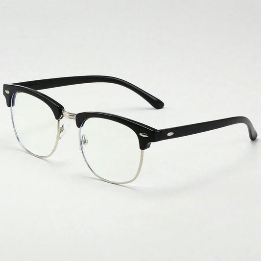 Spykay™ EG1015 Unisex PC Square Half-Frame Clear Lens Glasses, Suitable For Daily Office & Reading Blue Light Glasses