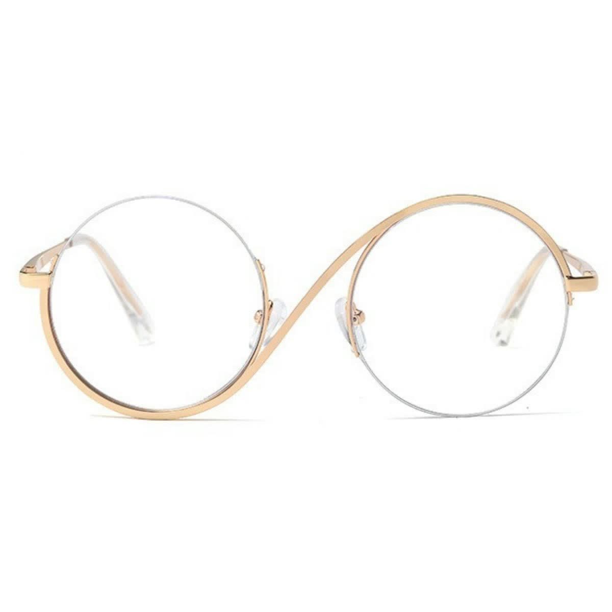 Spykay™ EG26662 "S" Design Metal Semi-Rimless Round Frame Unique Retro-Vintage Glasses