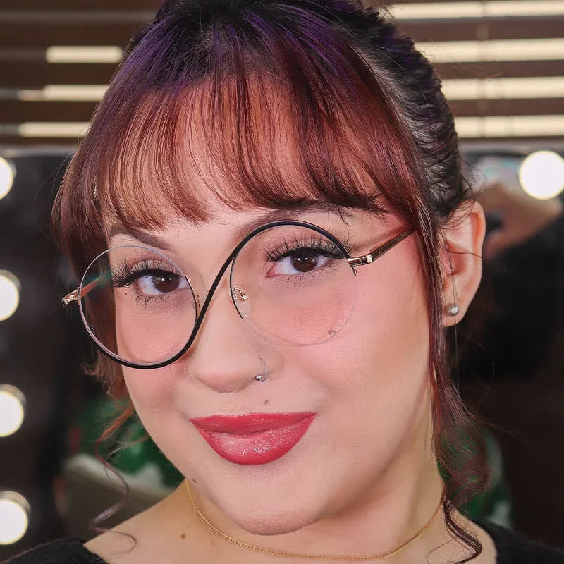 Spykay™ EG26662 "S" Design Metal Semi-Rimless Round Frame Unique Retro-Vintage Glasses