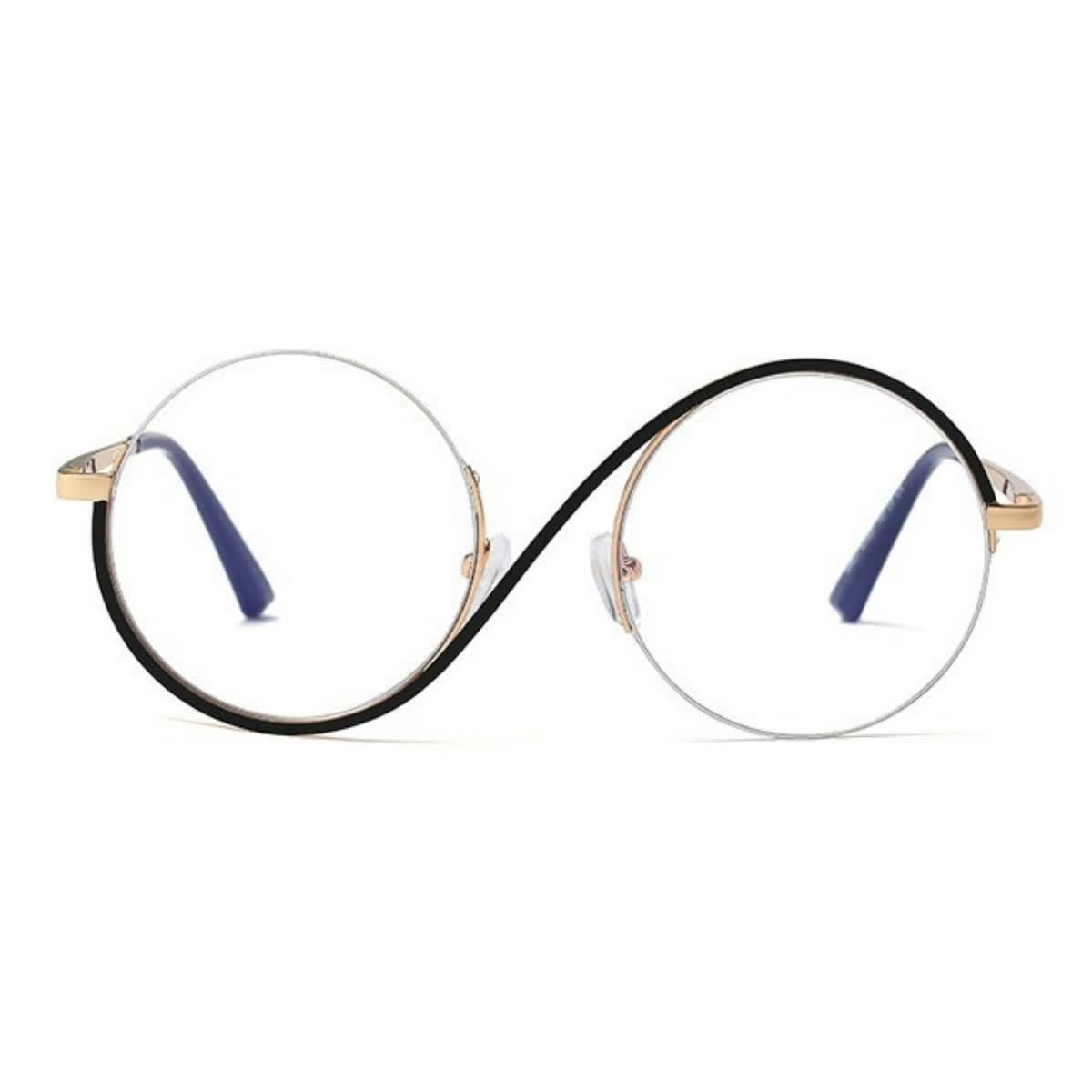 Spykay™ EG26662 "S" Design Metal Semi-Rimless Round Frame Unique Retro-Vintage Glasses