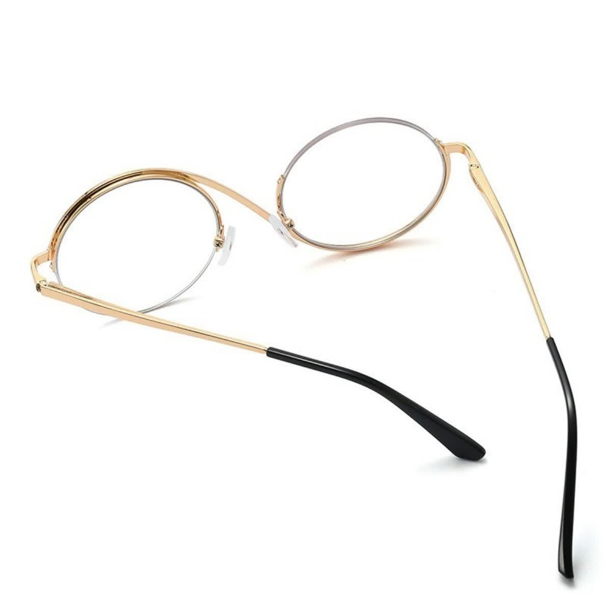 Spykay™ EG26662 "S" Design Metal Semi-Rimless Round Frame Unique Retro-Vintage Glasses
