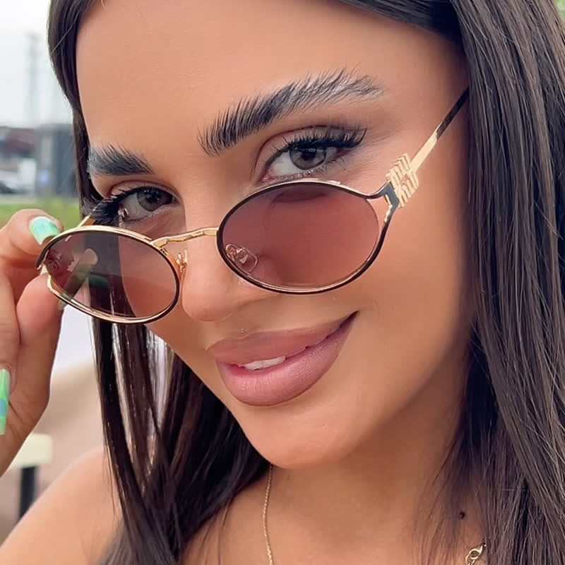 Spykay™ SG60678 Vintage Oval Frame Metal Sunglasses