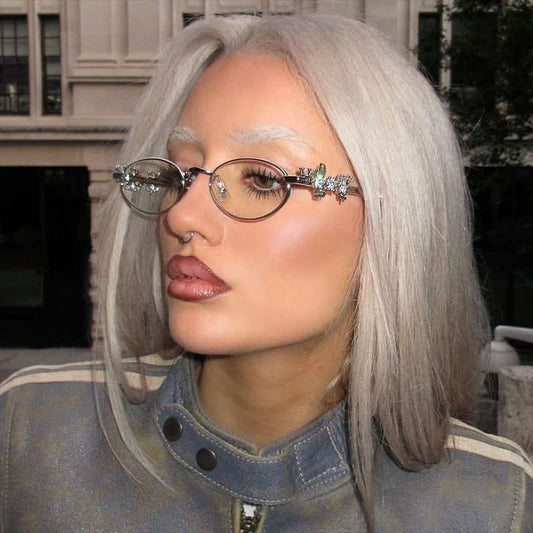 Spykay™ EG26671 Anti-blue Light Oval Frames Rhinestone-Embellished Eyeglasses