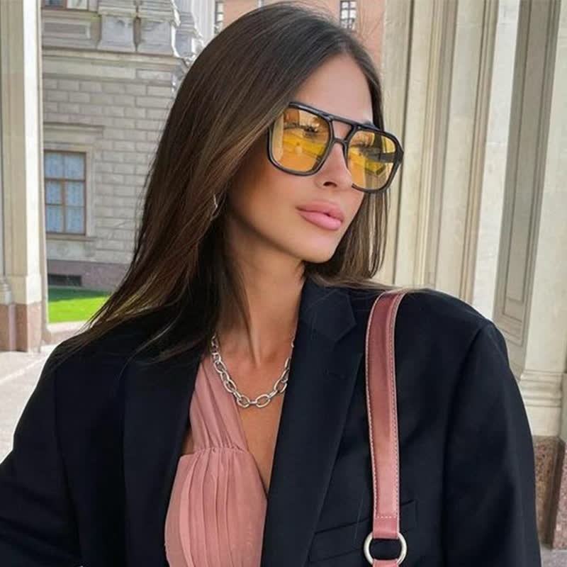 Spykay™ SG60718 Double Bridges Square Frames Retro-Vintage Sunglasses