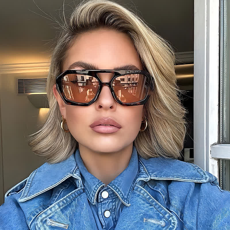 Spykay™ SG1024 Unique Double Bar Irregular Personality Retro Sunglasses