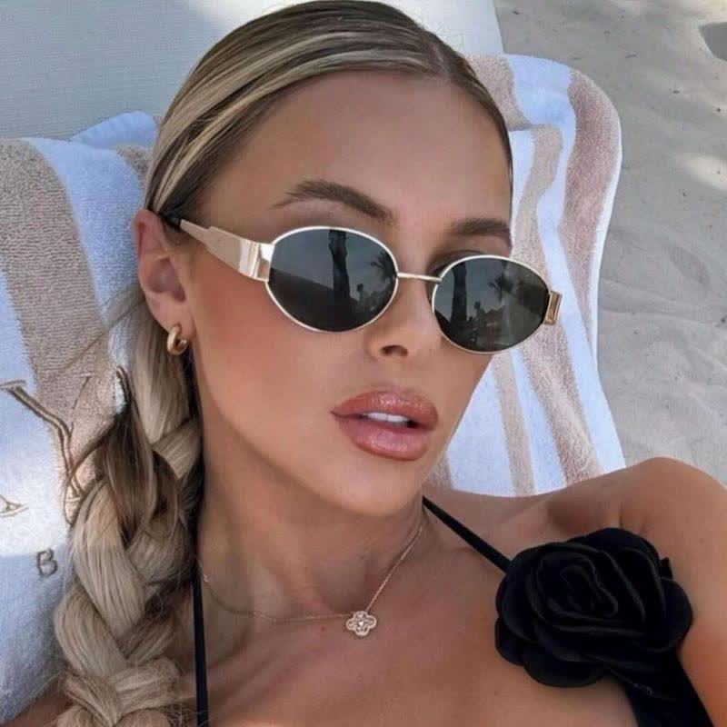 Spykay™ SG60707 Oval Frames Metal Temples Retro-Vinatge Sunglasses