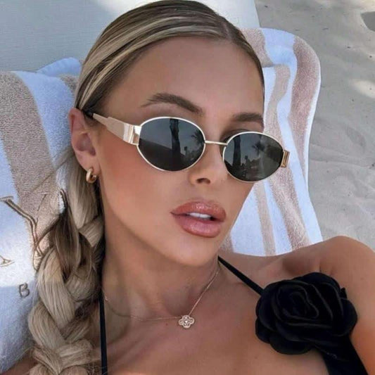 Spykay™ SG60707 Oval Frames Metal Temples Retro-Vinatge Sunglasses