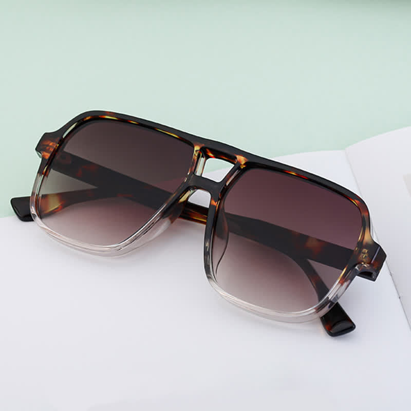 Spykay™ SG60730 Double Bridges Square Frame Vintage Sunglasses