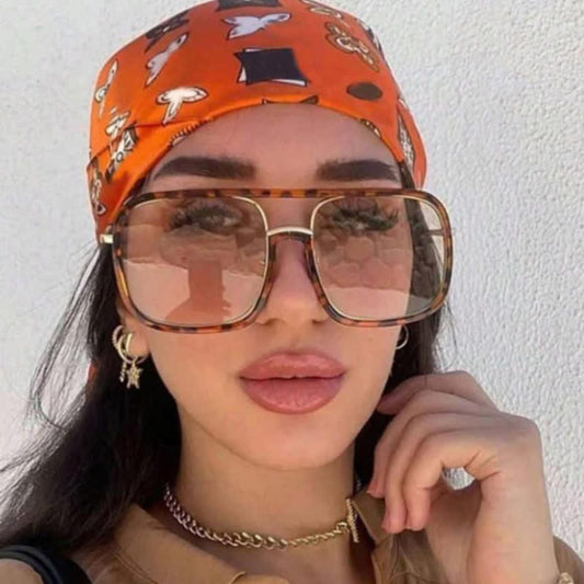 Spykay™ SG60732 Tortoise Pattern Flat Top Square Frame Double Bridges Sunglasses
