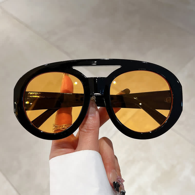 Spykay™ SG60741 Round Frame Double Bridges Oversized Aviator Sunglasses