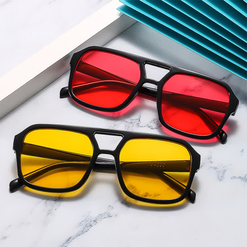 Spykay™ SG60718 Double Bridges Square Frames Retro-Vintage Sunglasses