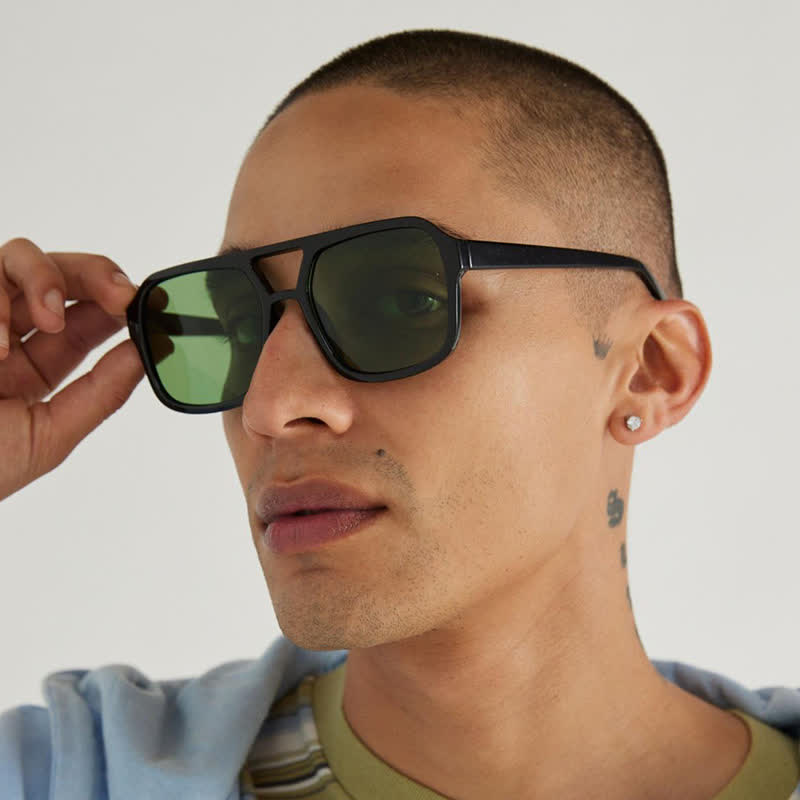 Spykay™ SG60718 Double Bridges Square Frames Retro-Vintage Sunglasses