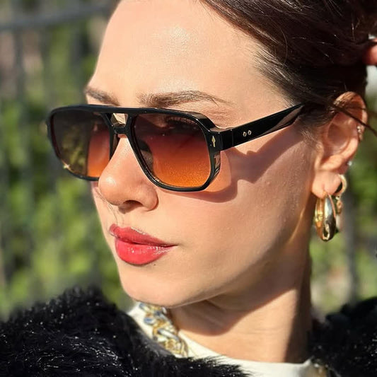 Spykay™ SG60754 Geometric Frame Double Bridges Vintage Sunglasses