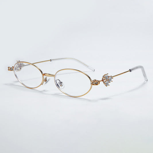 Spykay™ EG26693 Retro Oval Frame Rhinestone Temples Anti-blue Light Glasses