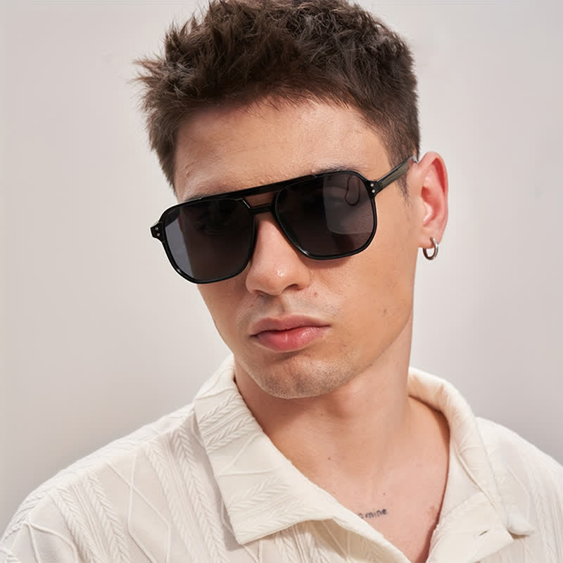 Spykay™ SG60738 Double Bridges Square Frame Classic Sunglasses