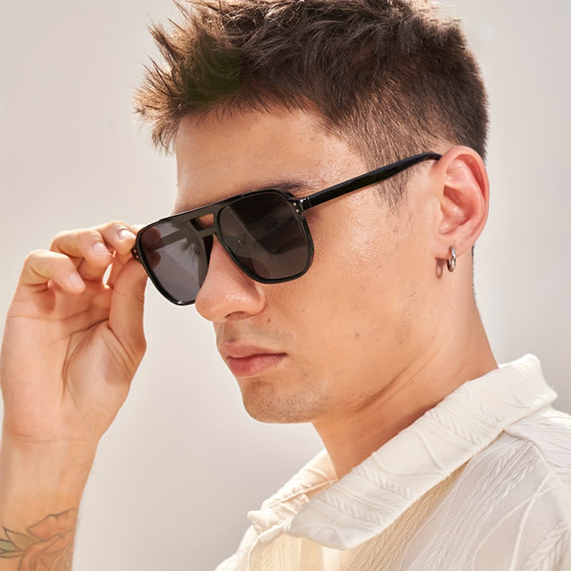 Spykay™ SG60738 Double Bridges Square Frame Classic Sunglasses
