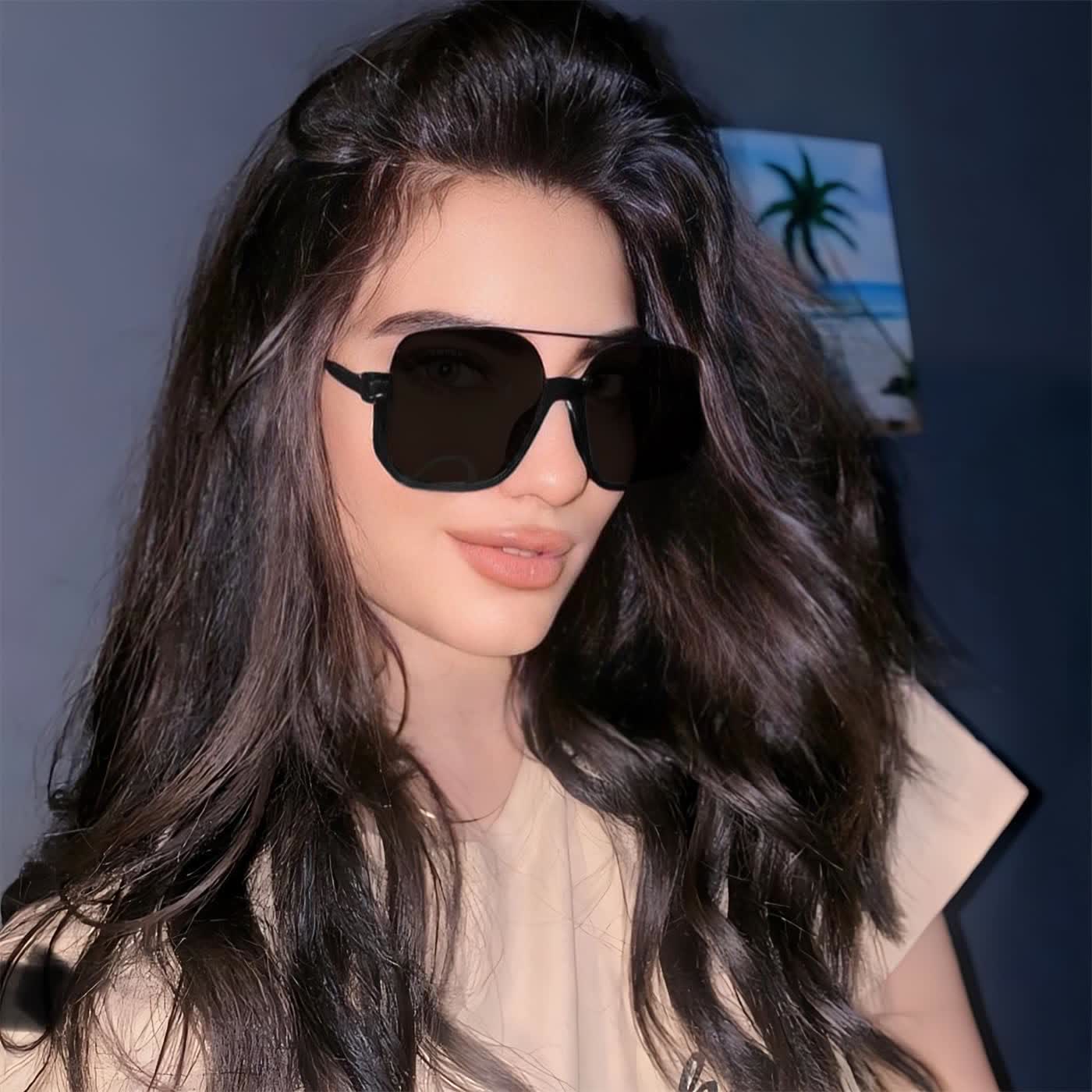 Spykay™ SG60691 Unisex Double Bridges Square Frame Semi-Rimless Sunglasses