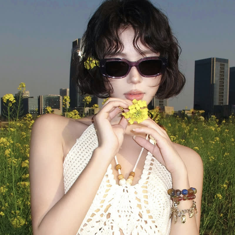 Spykay™ SG60786 Rectangle Frame Star Temples Sunglasses with Nylon Lenses