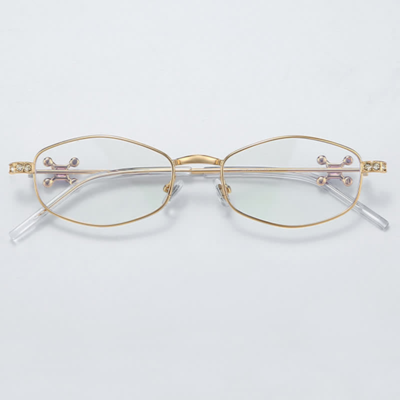 Spykay™ EG26713 Geometric Frame Rhinestone Decor Temples Anti-blue Light Glasses