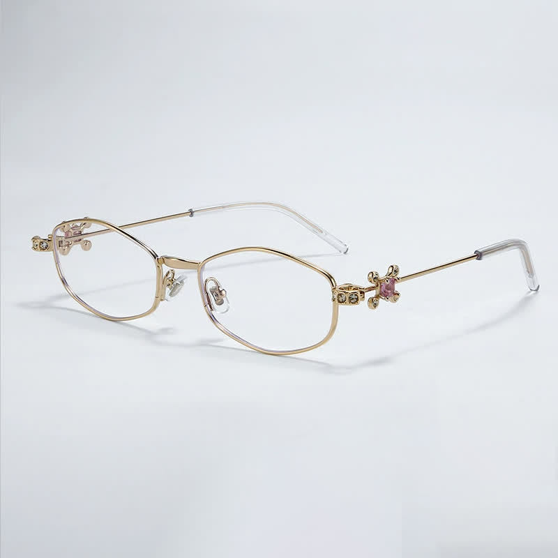 Spykay™ EG26713 Geometric Frame Rhinestone Decor Temples Anti-blue Light Glasses