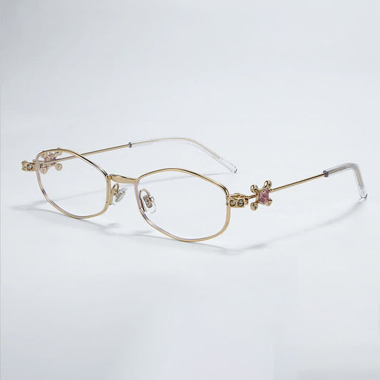 Spykay™ EG26713 Geometric Frame Rhinestone Decor Temples Anti-blue Light Glasses