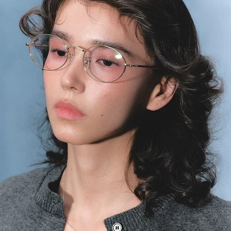 Spykay™ EG26719 Hipster Titanium Oval Frame Anti-blue Light Glasses
