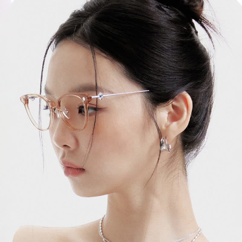 Spykay™ EG26729 Butterfly Titanium Frame Flower Temples Anti-blue Light Glasses