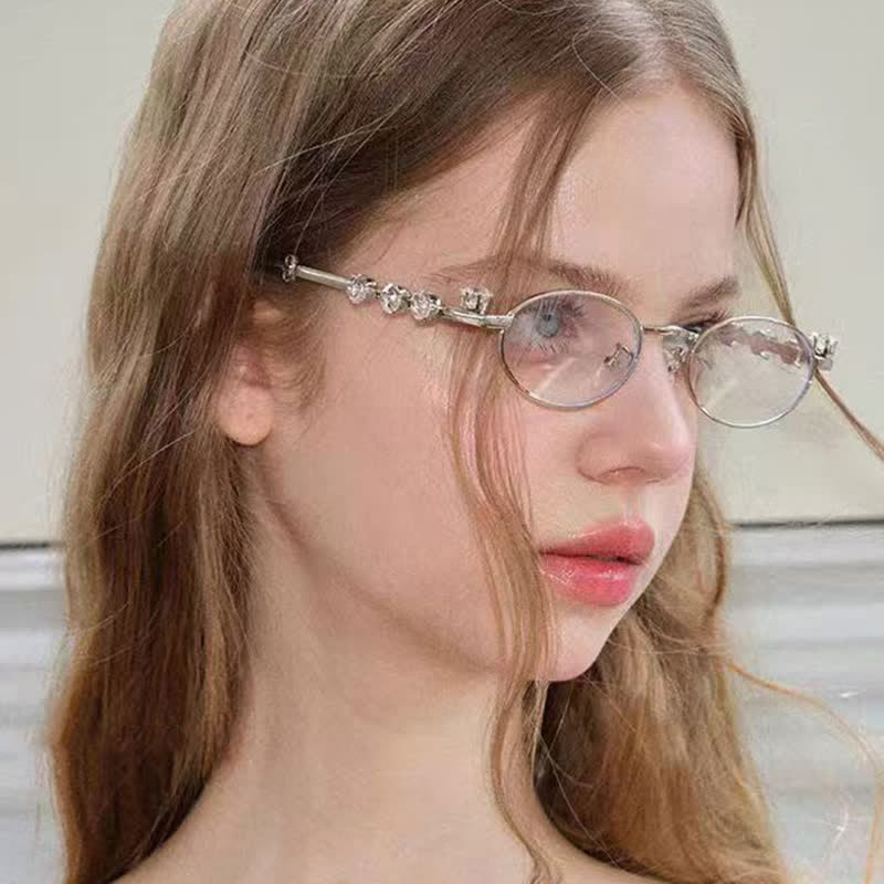 Spykay™ EG26671 Anti-blue Light Oval Frames Rhinestone-Embellished Eyeglasses