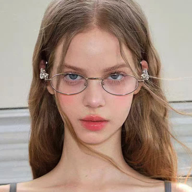 Spykay™ EG26671 Anti-blue Light Oval Frames Rhinestone-Embellished Eyeglasses