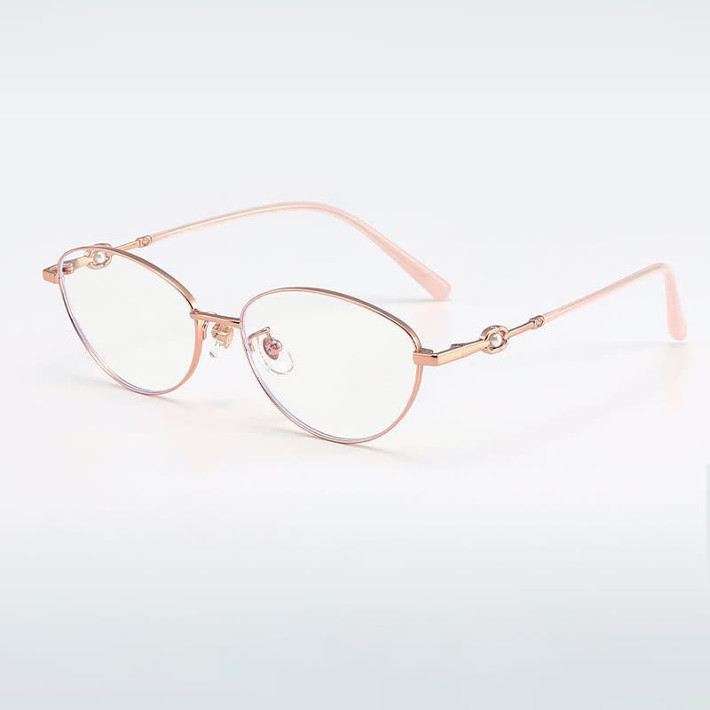 Spykay™ EG26731 Fashion Lightweight Oval Titanium Frame Anti-blue Light Pearl Decor Glasses