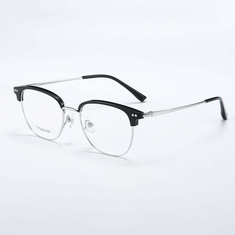 Spykay™ EG26739 Lightweight Square Titanium Frame Anti-blue Light Browline Glasses