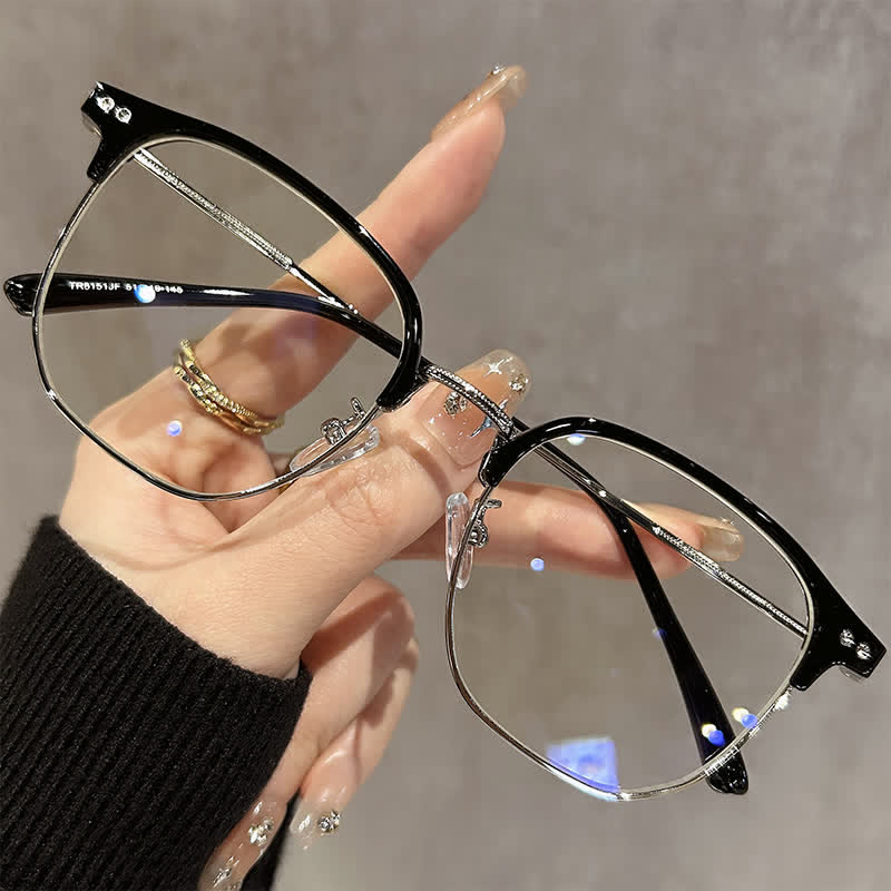 Spykay™ EG26739 Lightweight Square Titanium Frame Anti-blue Light Browline Glasses