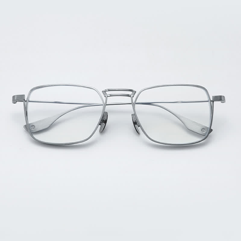 Spykay™ EG26738 Double Bridges Square Titanium Frame Anti-blue Light Vintage Glasses