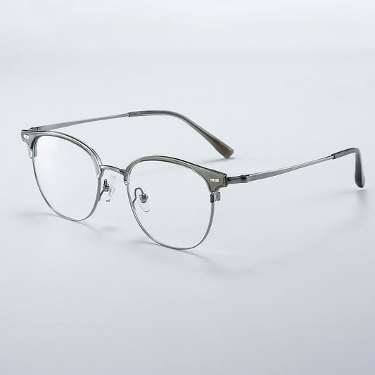 Spykay™ EG26737 Lightweight Round Titanium Frame Anti-blue Light Browline Glasses