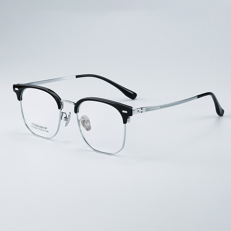 Spykay™ EG26737 Fashion Square Titanium Frame Anti-blue Light Browline Glasses