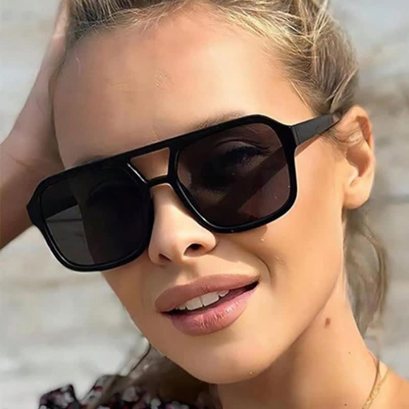 Spykay™ SG60718 Double Bridges Square Frames Retro-Vintage Sunglasses